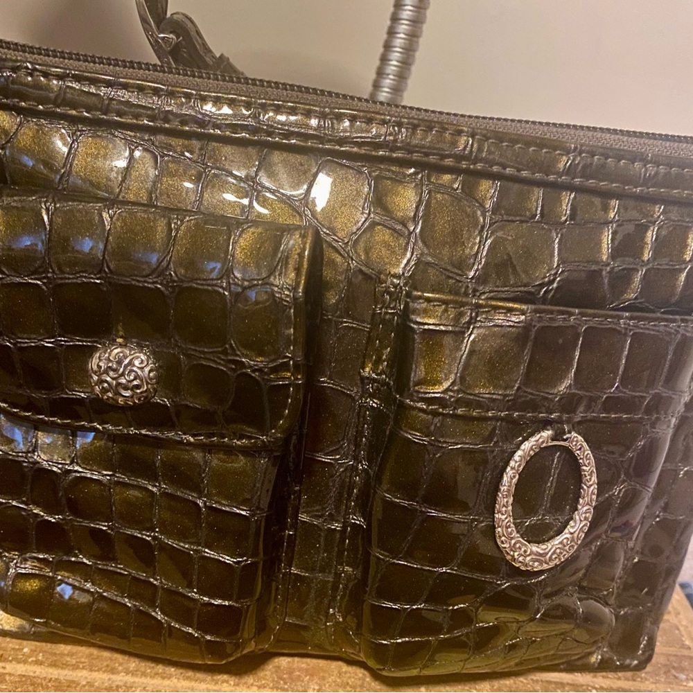 Brighton brand Cher Modern Mini handbag Brown & gold metallic color No flaws - Picture 10 of 16